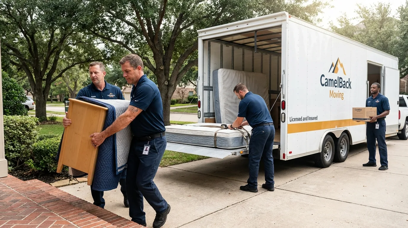 Crew loading residential truck for cross-state move from Osakis, MN