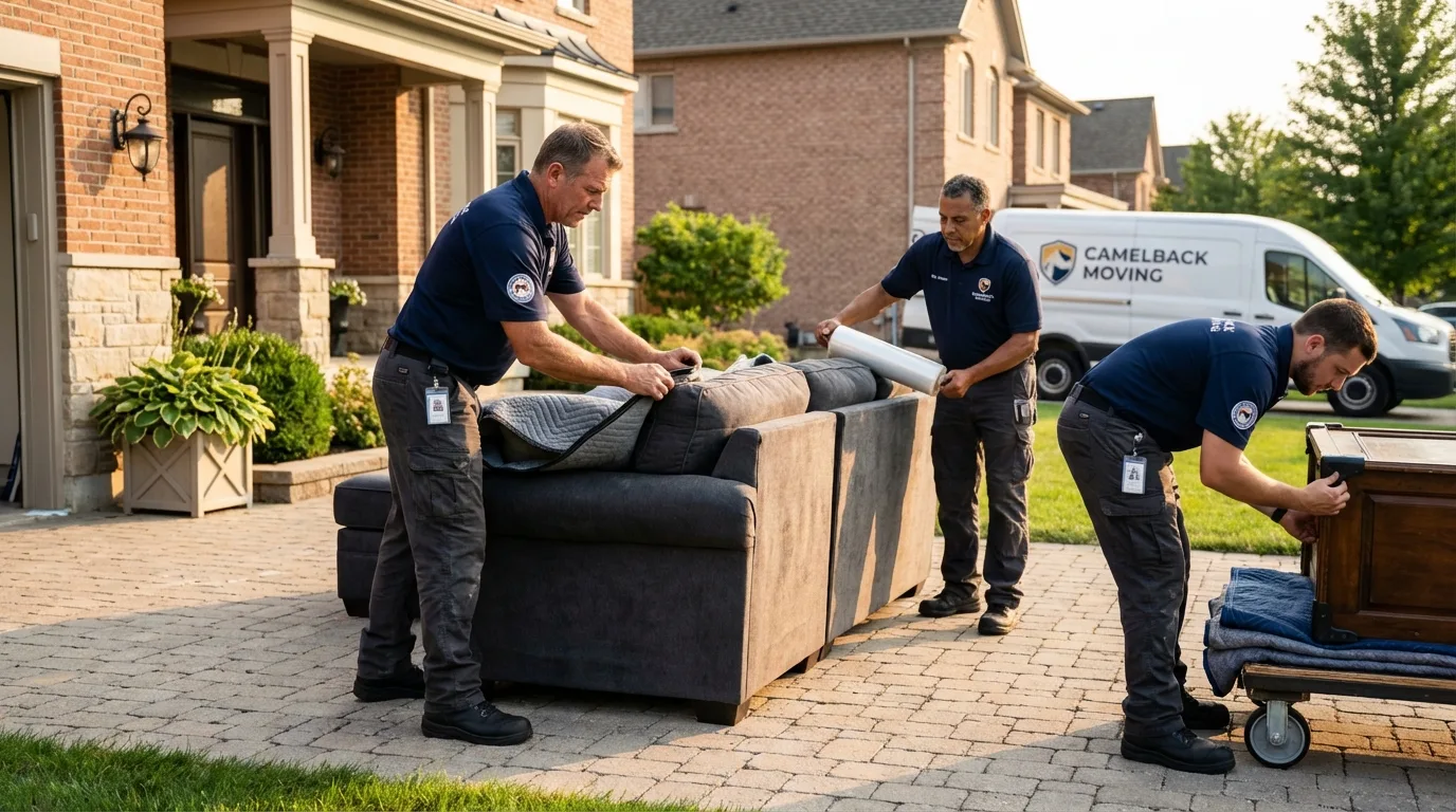 Large estate moving crew wrapping furniture in Osakis, MN